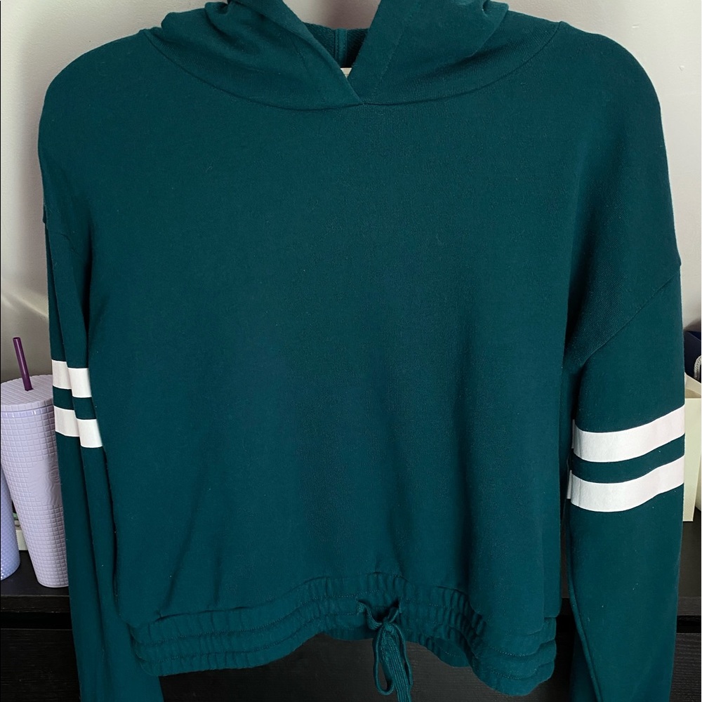 Forever 21 Hunter Green Varsity Stripe Hoodie - L